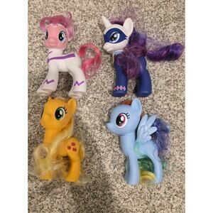 Lot Of 4 My Little Pony Figures Apple Jack Rainbow Dash 6 Inches Tall